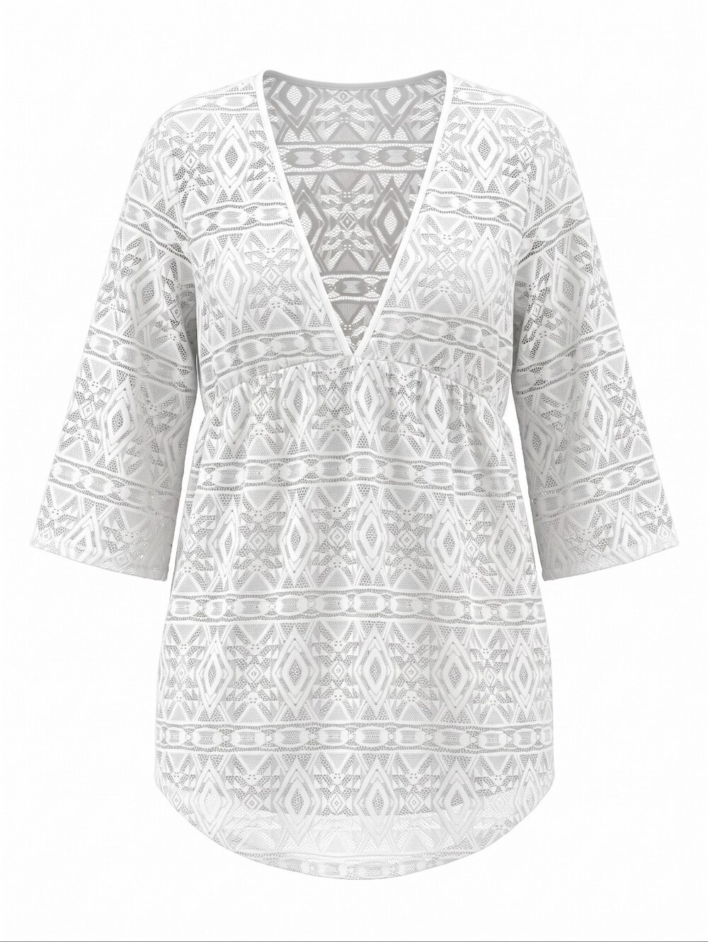 Swimsuit Cover Up V Neck Lace Swim Coverup Tunic Vacation Swim Wear